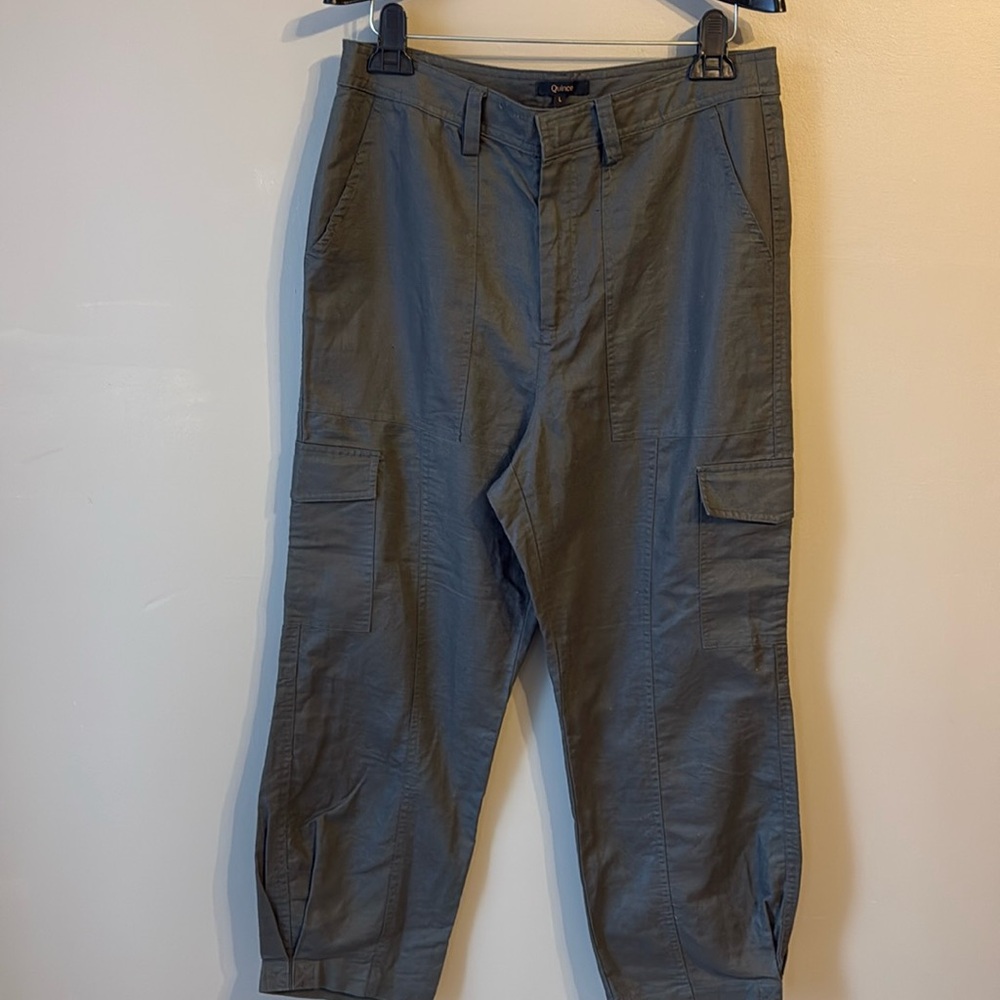 Quince Cotton Linen Twill Cargo Pants- Charcoal Gray,  Size Large